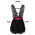 Cottelli Bondage - čipkasta babydoll haljina s ovratnikom (crna) - XL