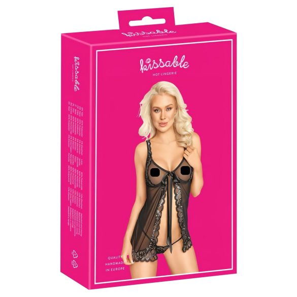 Poljupci - otvoreni babydoll (crni)