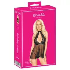 Kissable - babydoll s čipkom i ovratnikom - crna