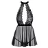Kissable - babydoll s čipkom i ovratnikom - crna - L/XL
