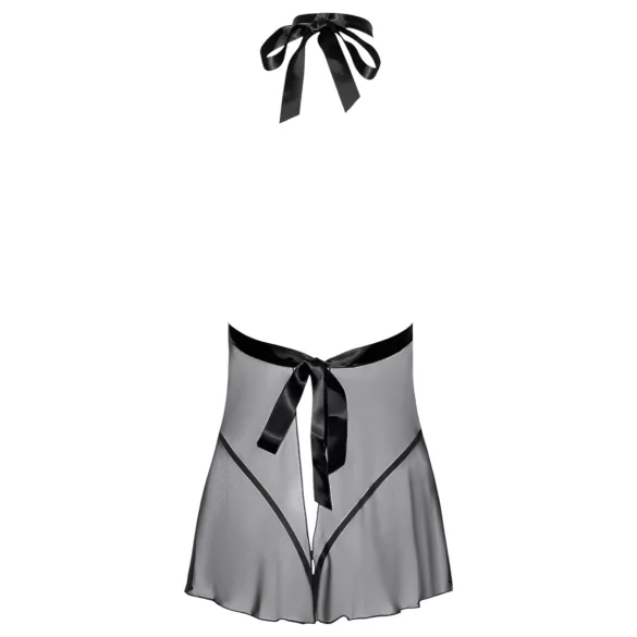 Kissable - babydoll s čipkom i ovratnikom - crna - L/XL