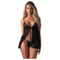 Obsessive Blomentis - babydoll set od čipke - crna - M/L