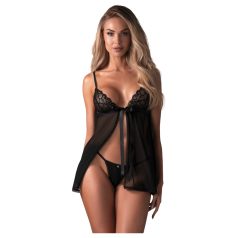 Obsessive Blomentis - babydoll set od čipke - crna