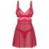 Obsessive Cupide Desir - Prozirni čipkasti spavaćica set (crvena)
