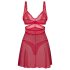 Obsessive Cupide Desir - Prozirni čipkasti spavaćica set (crvena)