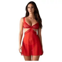   Obsessive Cupide Desir - prozirna čipkasta spavaćica set - crvena - L/XL