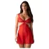 Obsessive Cupide Desir - prozirna čipkasta spavaćica set - crvena - L/XL