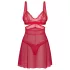 Obsessive Cupide Desir - prozirna čipkasta spavaćica set - crvena - L/XL
