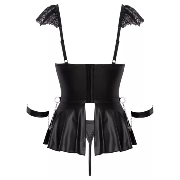 Cottelli Bondage - čipkasta mini haljina s lisicama (crna)