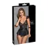 Cottelli Bondage - čipkasta mini haljina s lisicama (crna) - L