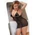 Cottelli Plus Size - crna čipkasta prozirna spavaćica - 3XL