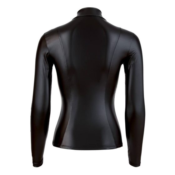 Cottelli - sjajna ženska majica dugih rukava (crna) - XL