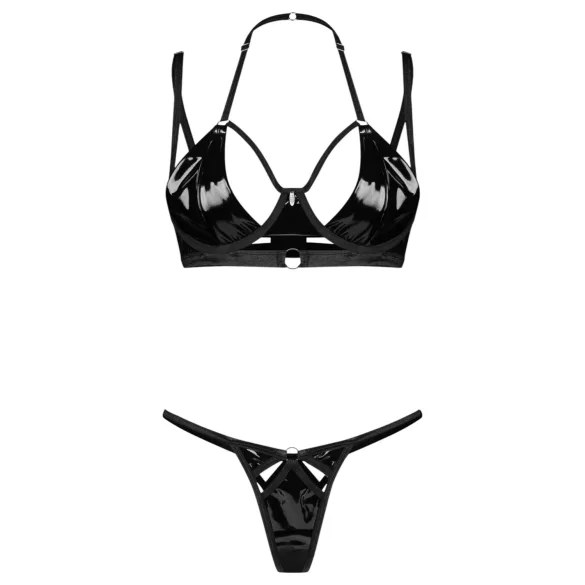 Obsessive Keira Lise - sjajni set grudnjaka - crna - L/XL