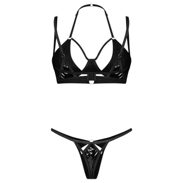 Obsessive Keira Lise - sjajni set grudnjaka - crna - L/XL