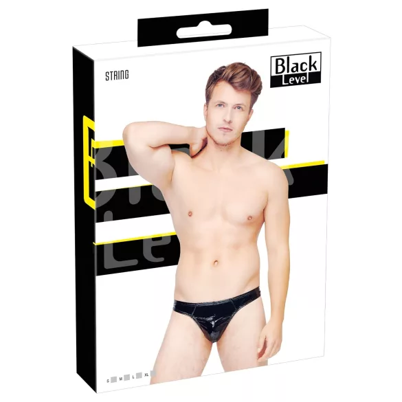 Black Level - muški tanga klasičnog kroja - lakirani crni - L