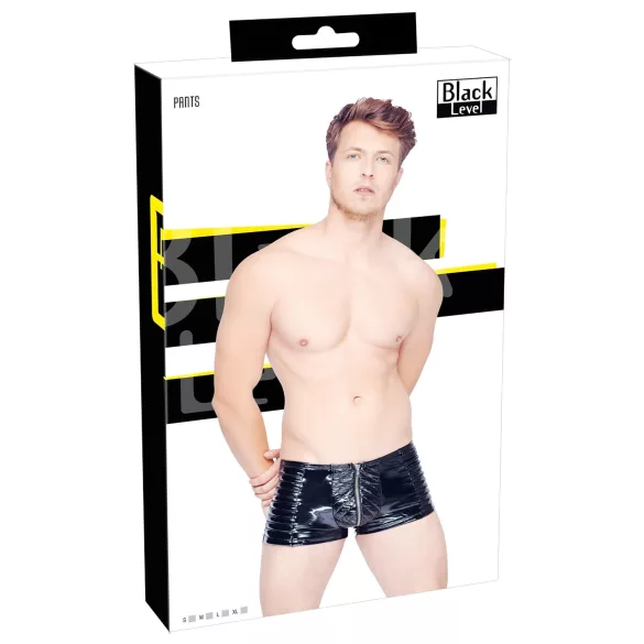 Black Level - muške kratke hlače s patentnim zatvaračem - crne - M