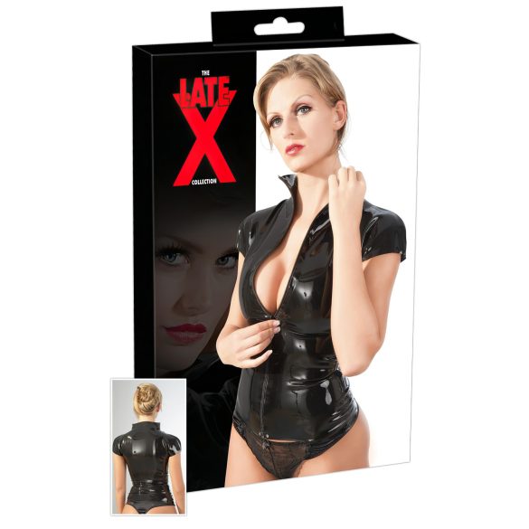 LATEX - ženska majica s patentnim zatvaračem, kratkih rukava (crna)