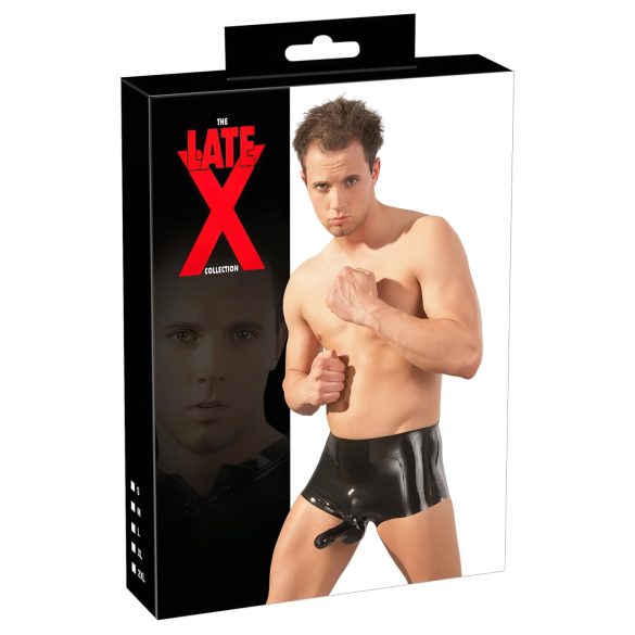 LATEX - bokserice + navlaka za penis (crna) - L/XL