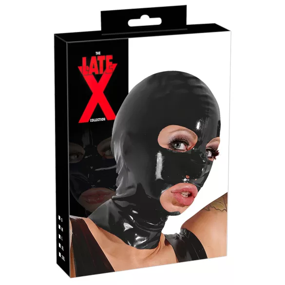 LATEX - fetiš maska za oralni seks - crna