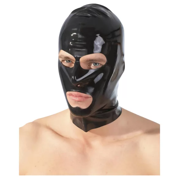 LATEX - fetiš maska za oralni seks - crna