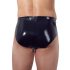 LATEX - muške gaćice s unutarnjim konusnim analnim dildom (crne) - XL