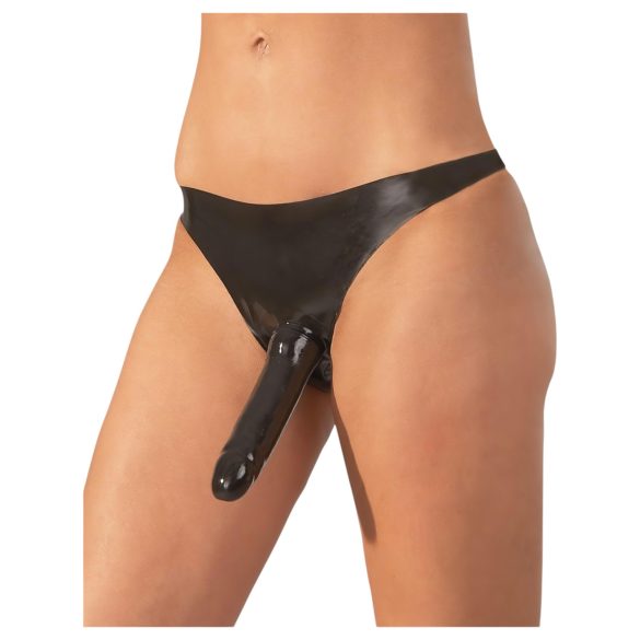 LATEX - vanjski donji dio s dildom - crna (S-L)