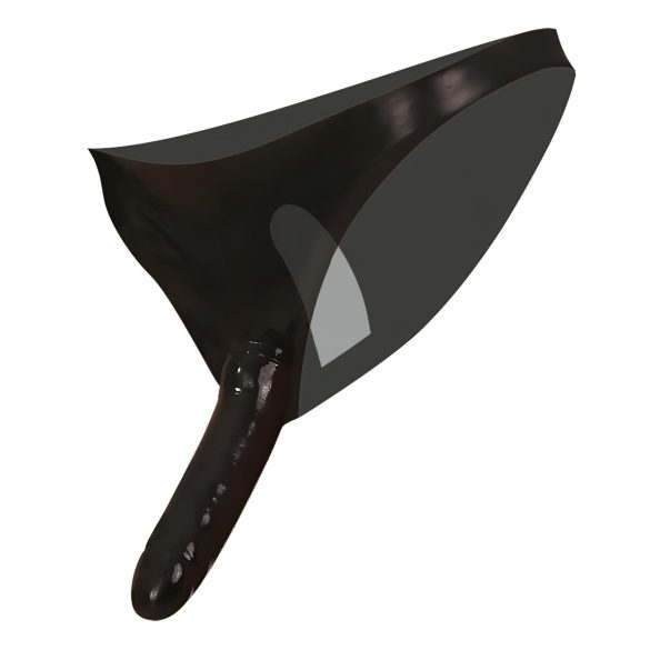 Latex - vanjski i unutarnji dildo - crna (S-L)