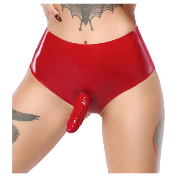 LATEX - donje rublje s realističnim dildom (crveno)