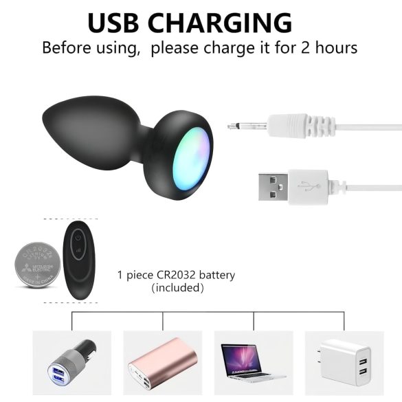 Mrow - analni vibrator s daljinskim upravljačem i svjetlom - crni