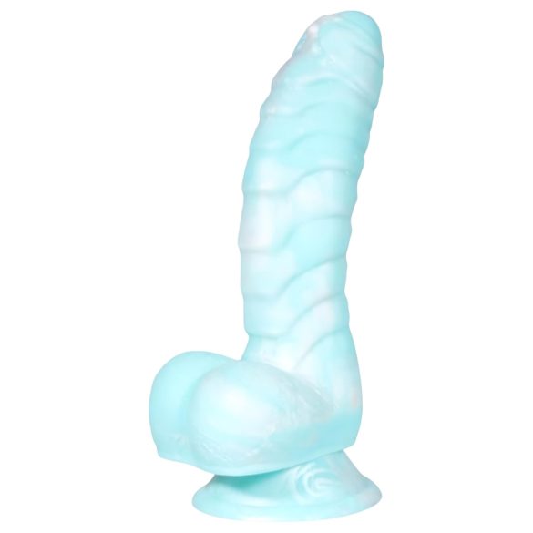 Morski Zmaj - rebrasti dildo - 17 cm (plavo-bijeli)