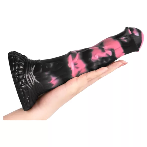 Bad Horse - silikonski dildo u obliku konjskog penisa - 18 cm (crno-ružičasti)