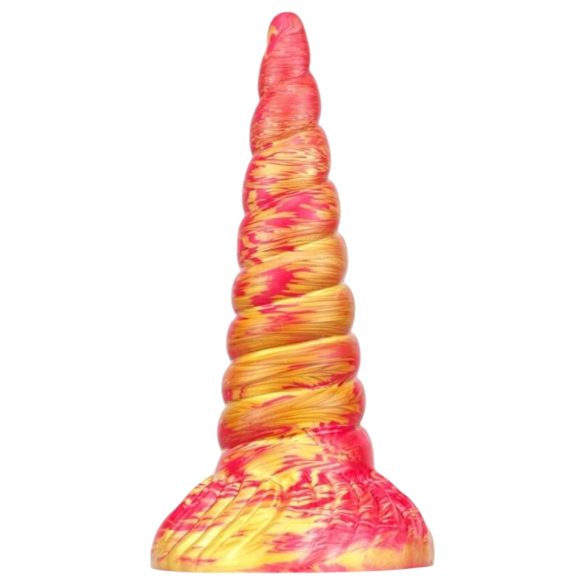 Metallic Anal - silikonski jednorog dildo - 17 cm (ružičasto-zlatni)