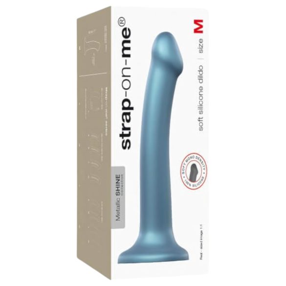 Strap-on-me Metallic Shine M - koži priručno dildo (metalno plava)