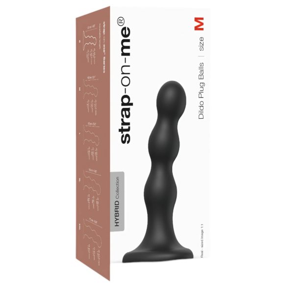 Strap-on-me Balls M - kuglasta dildo s vakuumskim držačem (crna)