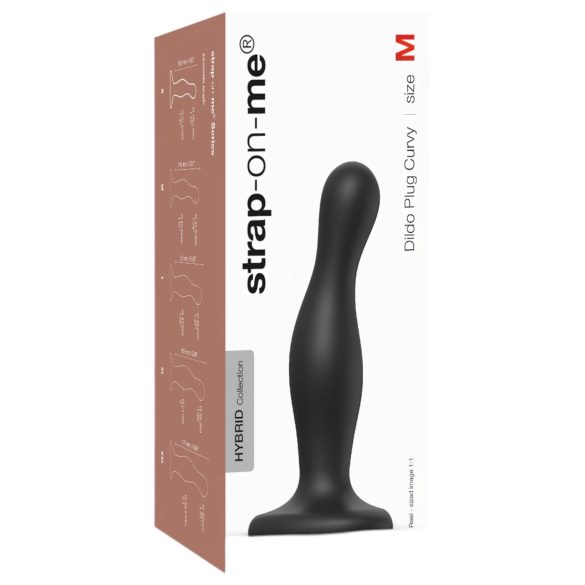 Strap-on-me Curvy M - valoviti dildo s vakuumskim postoljem (crna)