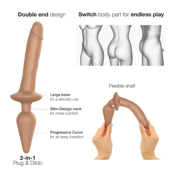 Strap-on-me Switch Realistic L - 2u1 silikonski dildo (prirodne boje)