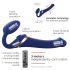 Strap-on-me M - Priključni vibrator s valovima zraka (plavi)