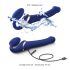 Strap-on-me M - Priključni vibrator s valovima zraka (plavi)