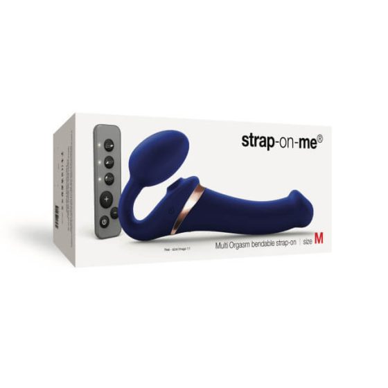 Strap-on-me M - vibrator sa zračnim valovima koji se pričvršćuje - srednji (plavi)