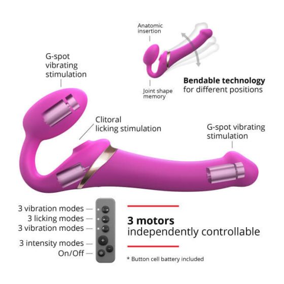 Strap-on-me S - vibrator sa zračnim valovima koji se može pričvrstiti - mali (ružičasti)