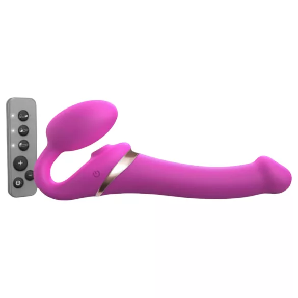 Strap-on-me M - strap on vibrator s valovima zraka - silikon rozi