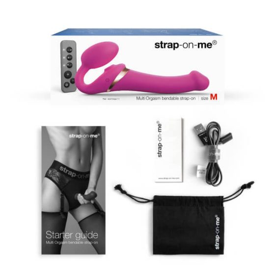 Strap-on-me M - vibrator sa zračnim valovima koji se pričvršćuje - srednji (ružičasti)