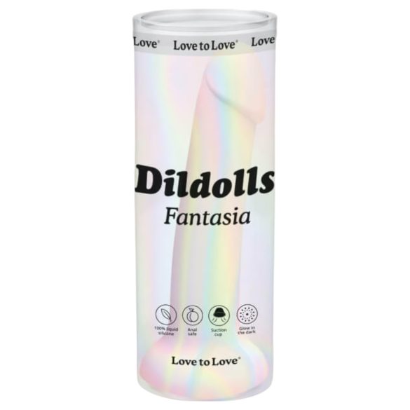 Dildolls Fantasia - silikonski dildó s vakuumskim postoljem (prugasti)