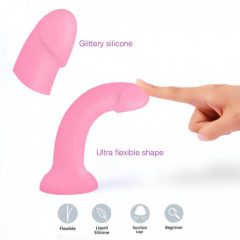   Dildolls Glitzy - silikonski dildo s ljepljivim stopalima (roza)