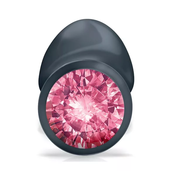 Dorcel Geisha Plug Ruby L - crni analni plug s ružičastim kamenom