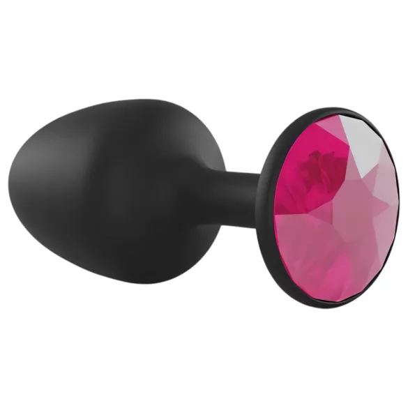 Dorcel Geisha Plug Ruby L - crni analni plug s ružičastim kamenom