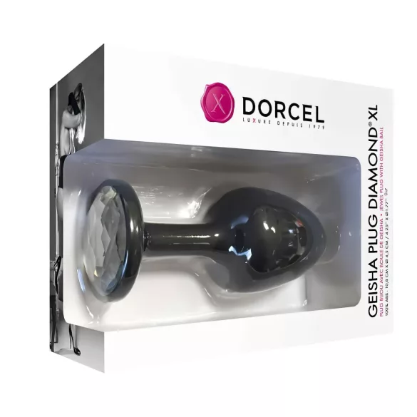 Dorcel Geisha Plug Diamond XL - analni plug s bijelim kamenom (crni)