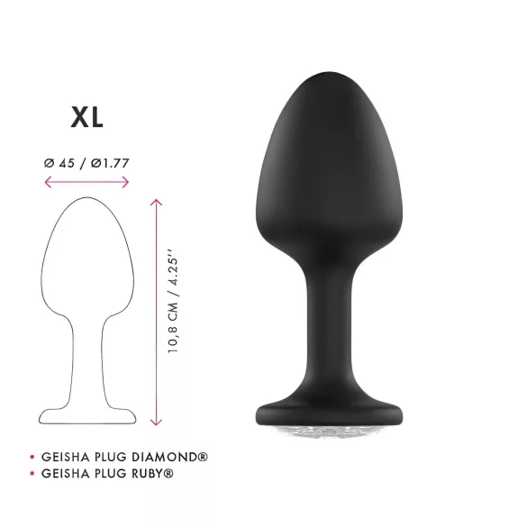 Dorcel Geisha Plug Diamond XL - analni plug s bijelim kamenom (crni)