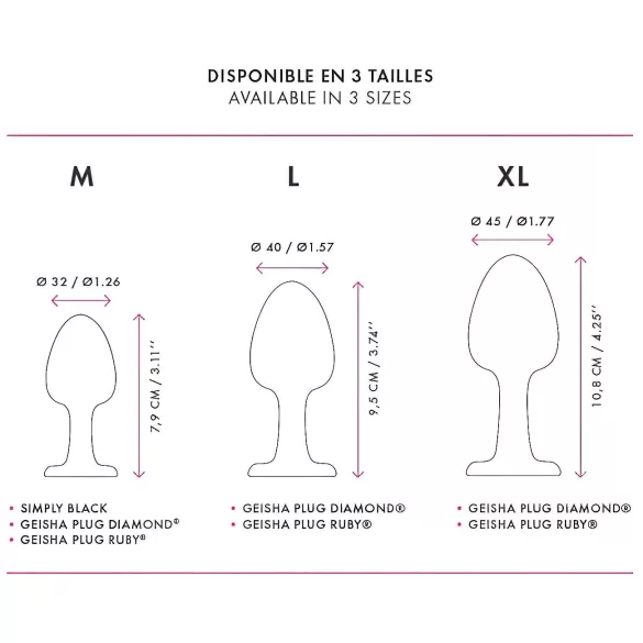 Dorcel Geisha Plug Diamond XL - analni plug s bijelim kamenom (crni)
