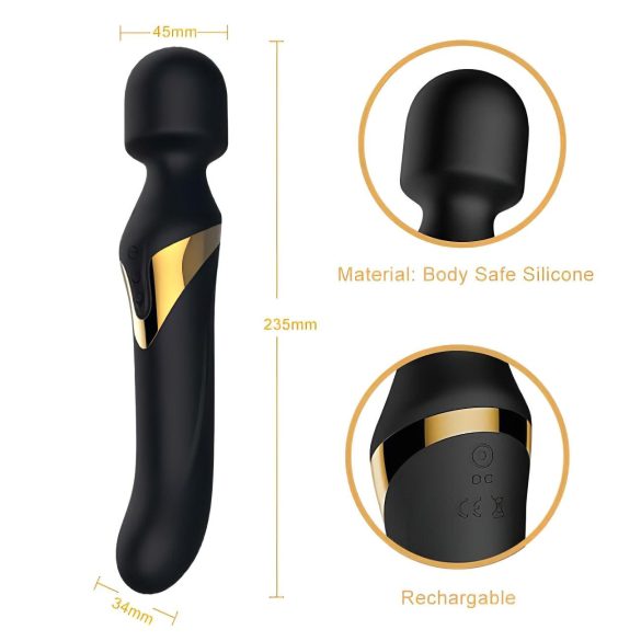 Dorcel Dual Orgasms Gold - 2u1 masažni vibrator (crni)